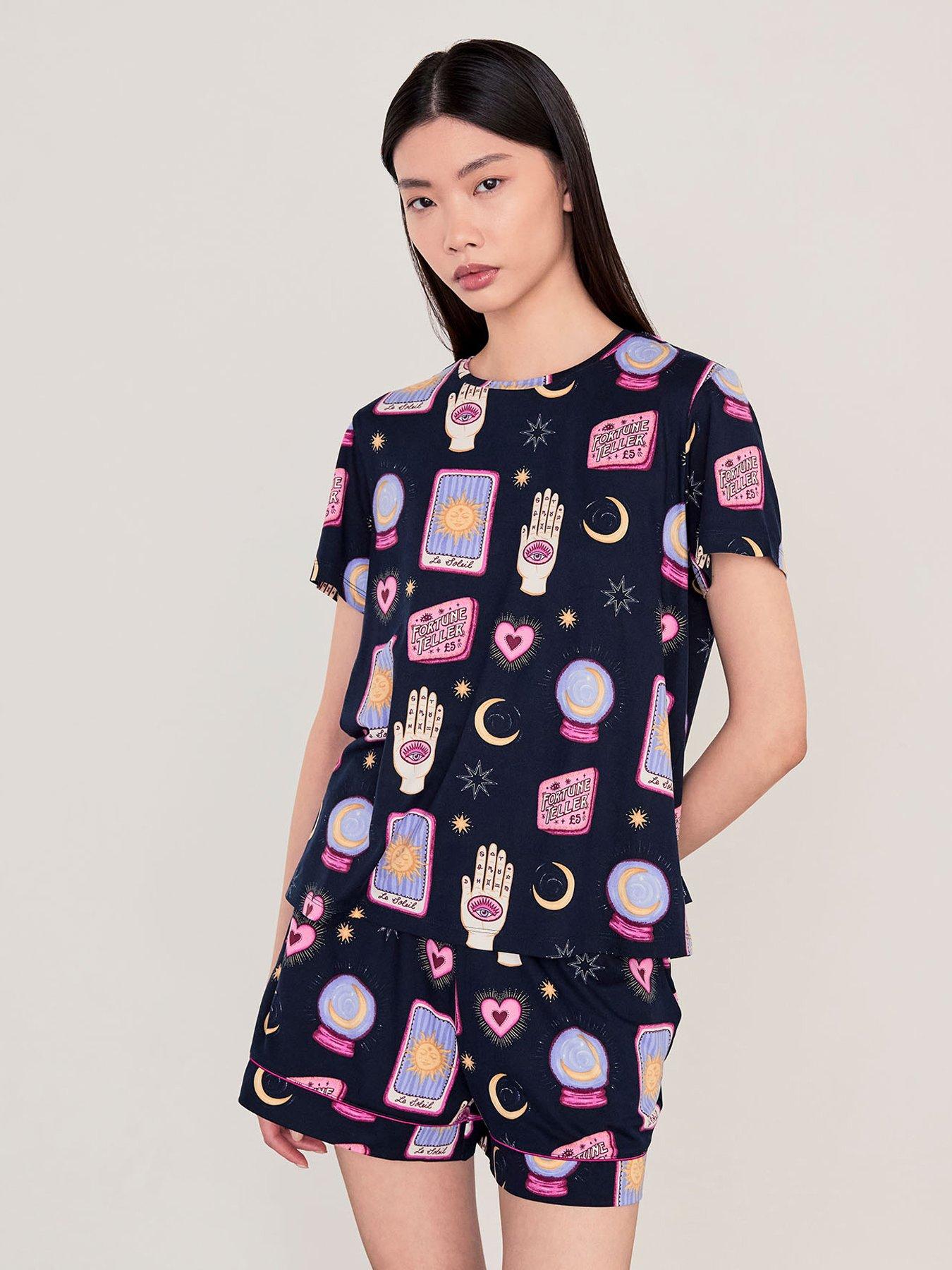 CHELSEA PEERS Halloween Fortune Teller Print Short Pyjama Set - Navy