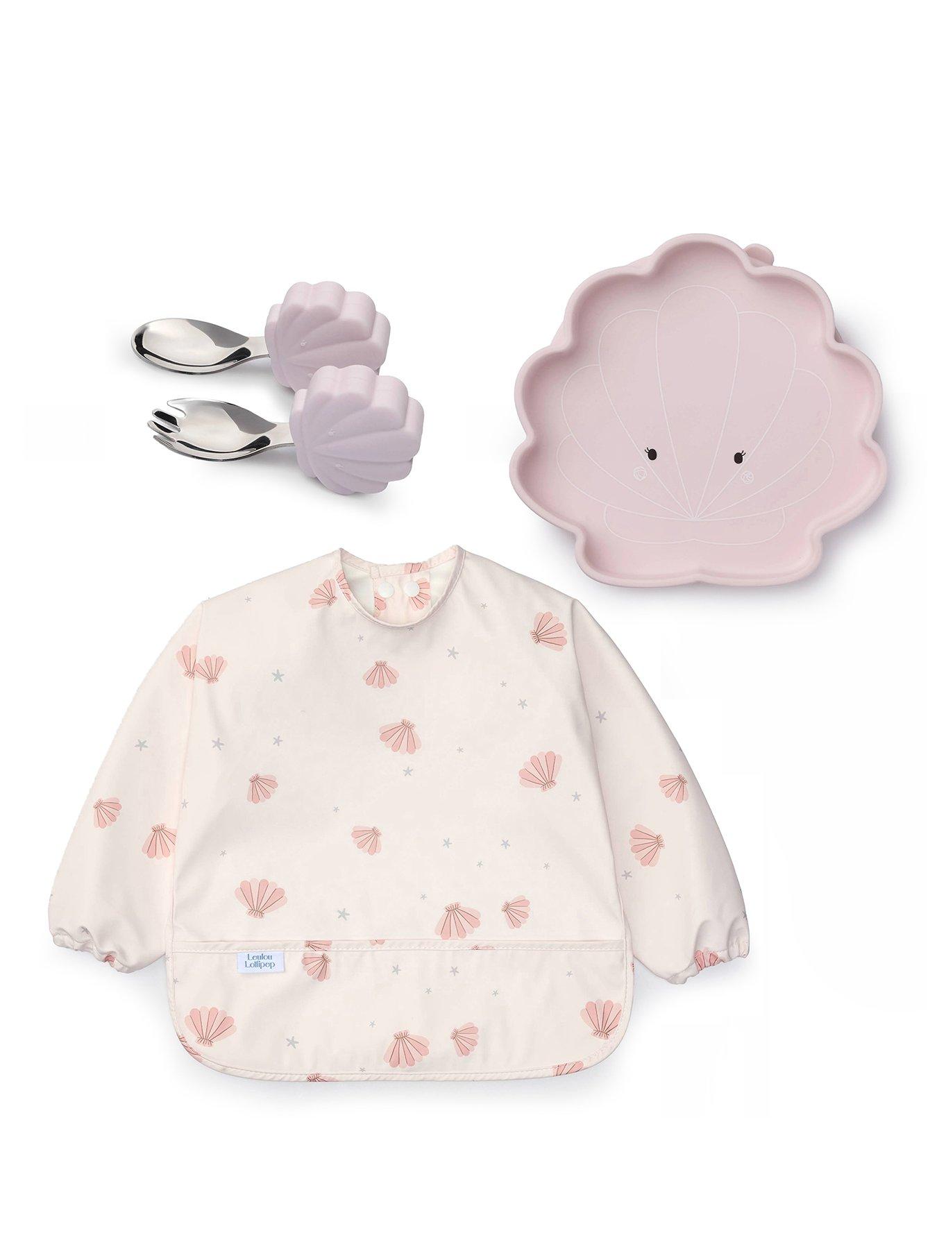 Image 1 of 6 of Loulou Lollipop Dinner Time Bundle - Sleeved Bib - Pink