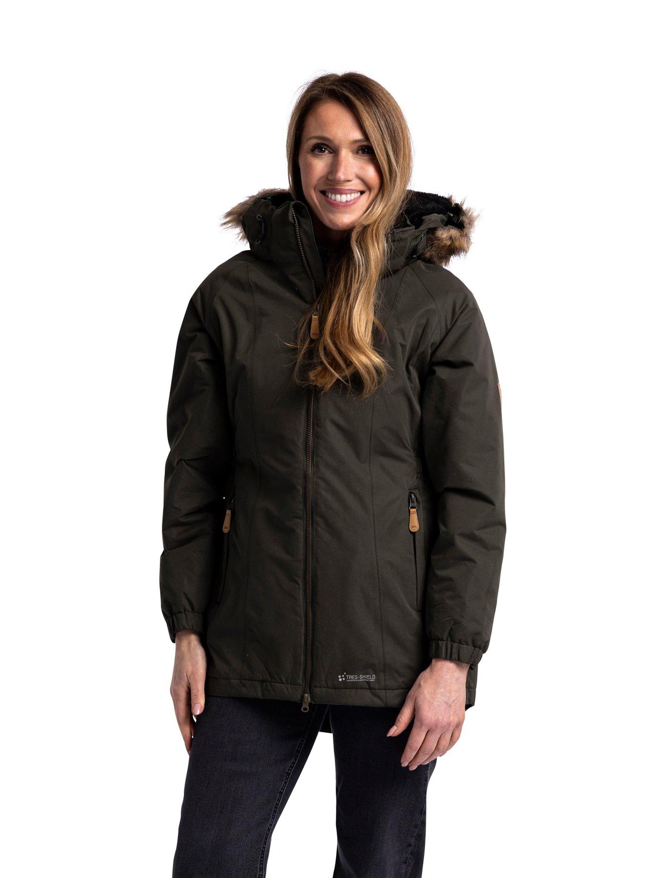 Trespass Ladies Longer Line Waterproof Celebrity Parka Rain Jacket, Khaki, Size S, Women - Image 5