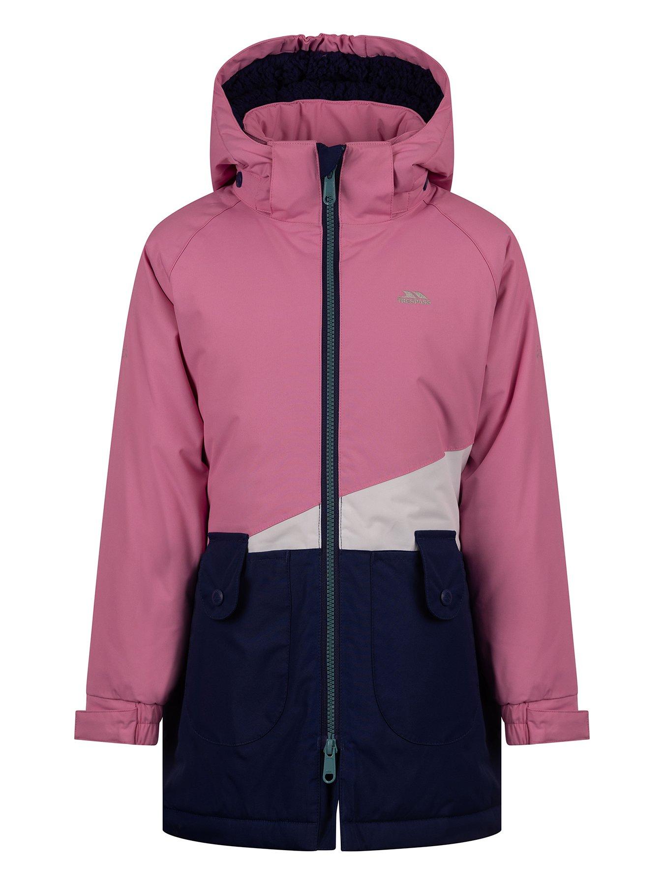 Trespass Girls Bligh Waterproof Windproof Detachable Hood Jacket, Pink, Size 9-10 Years - Image 4