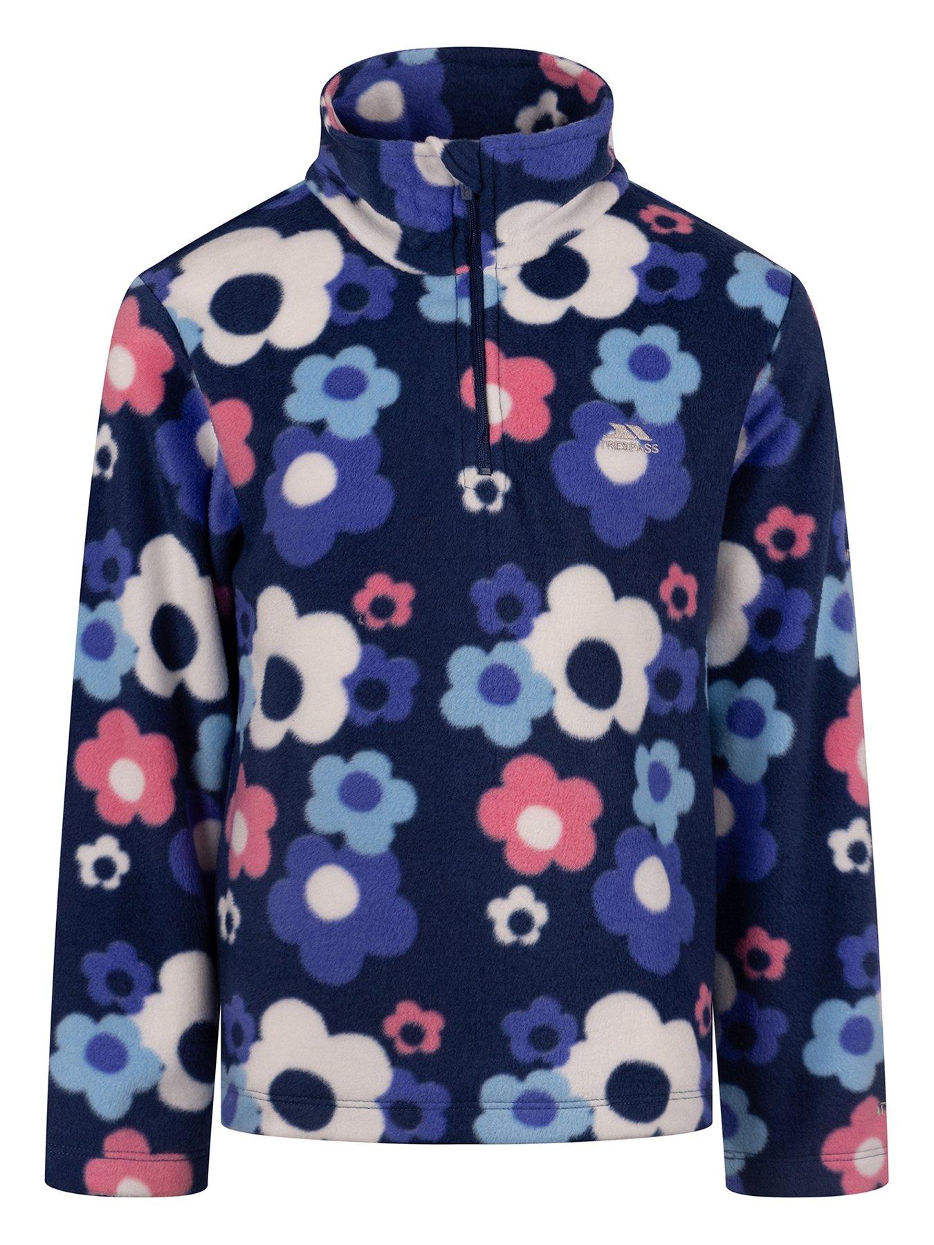 Trespass Girls Floral Print 1/4 Zip Fleece, Navy, Size 9-10 Years - Image 5