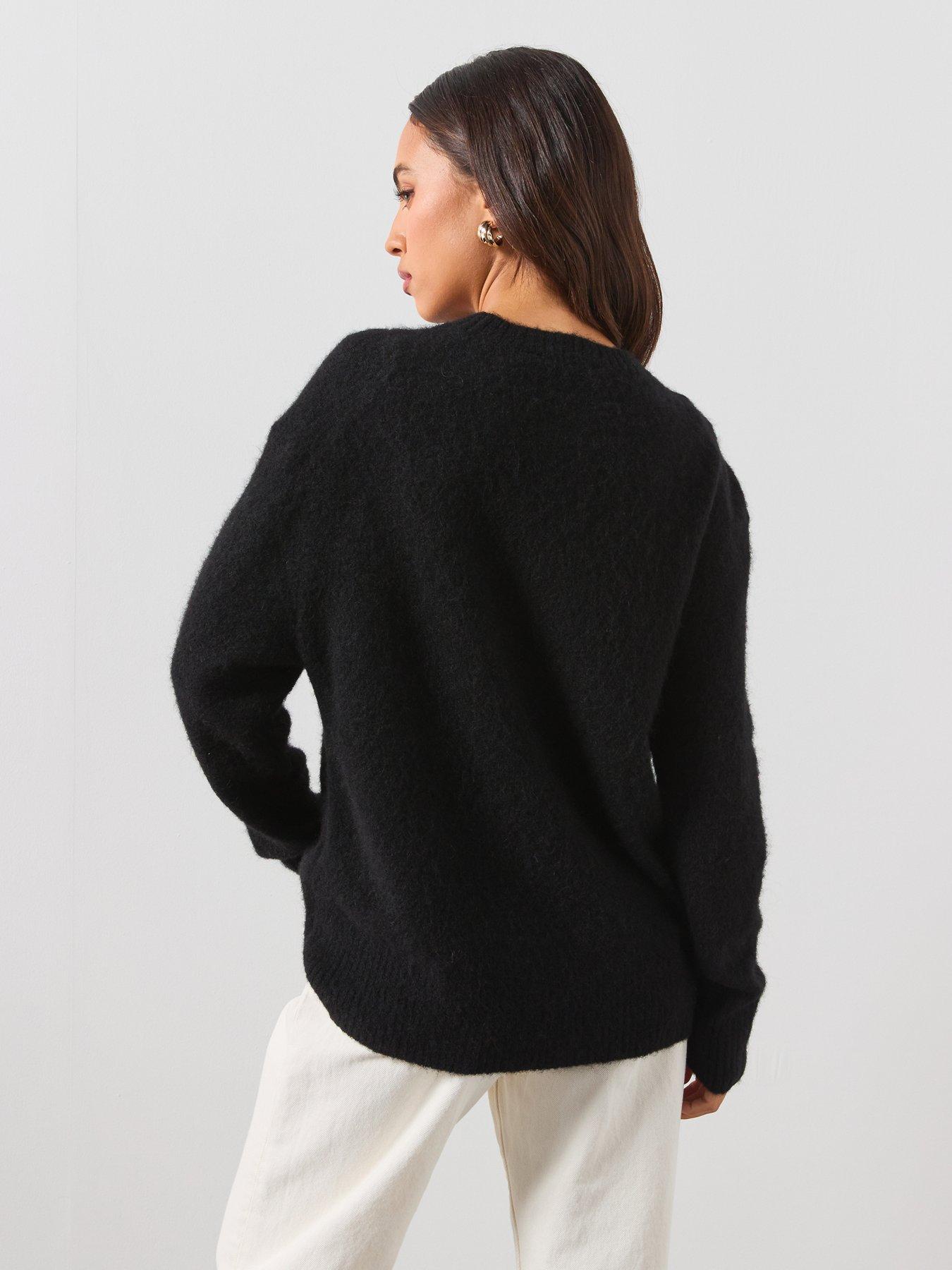 Image 2 of 6 of AllSaints Unwind Crew Neck Jumper - Black