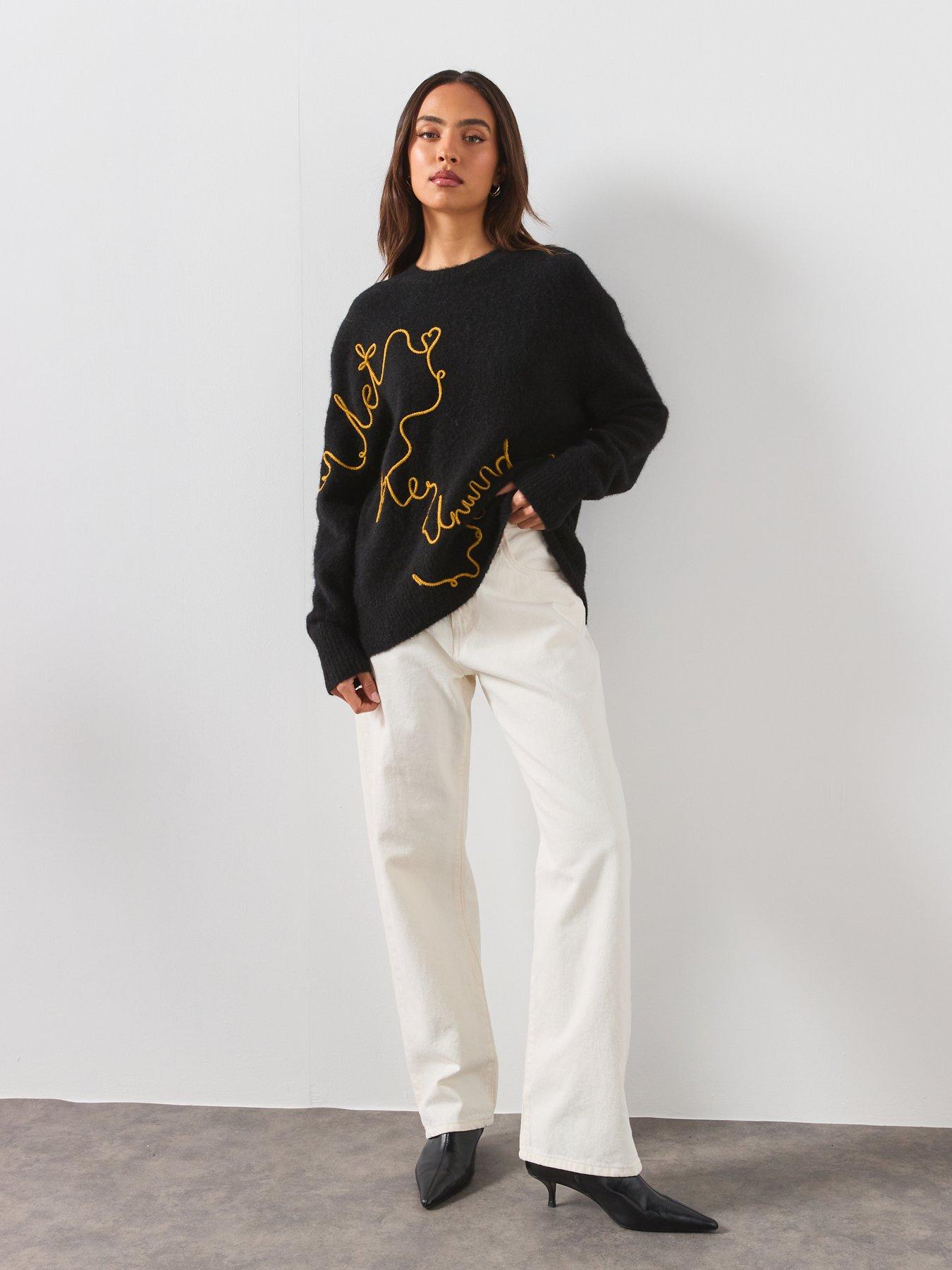 Image 3 of 6 of AllSaints Unwind Crew Neck Jumper - Black