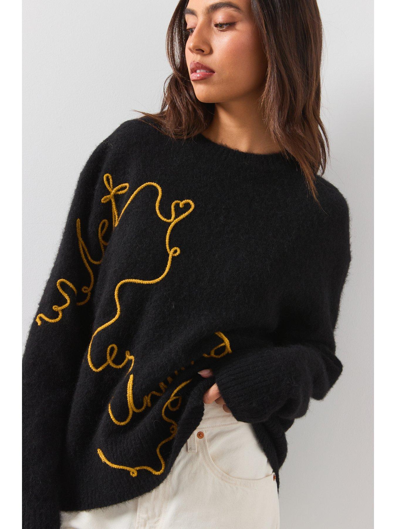 Image 4 of 6 of AllSaints Unwind Crew Neck Jumper - Black