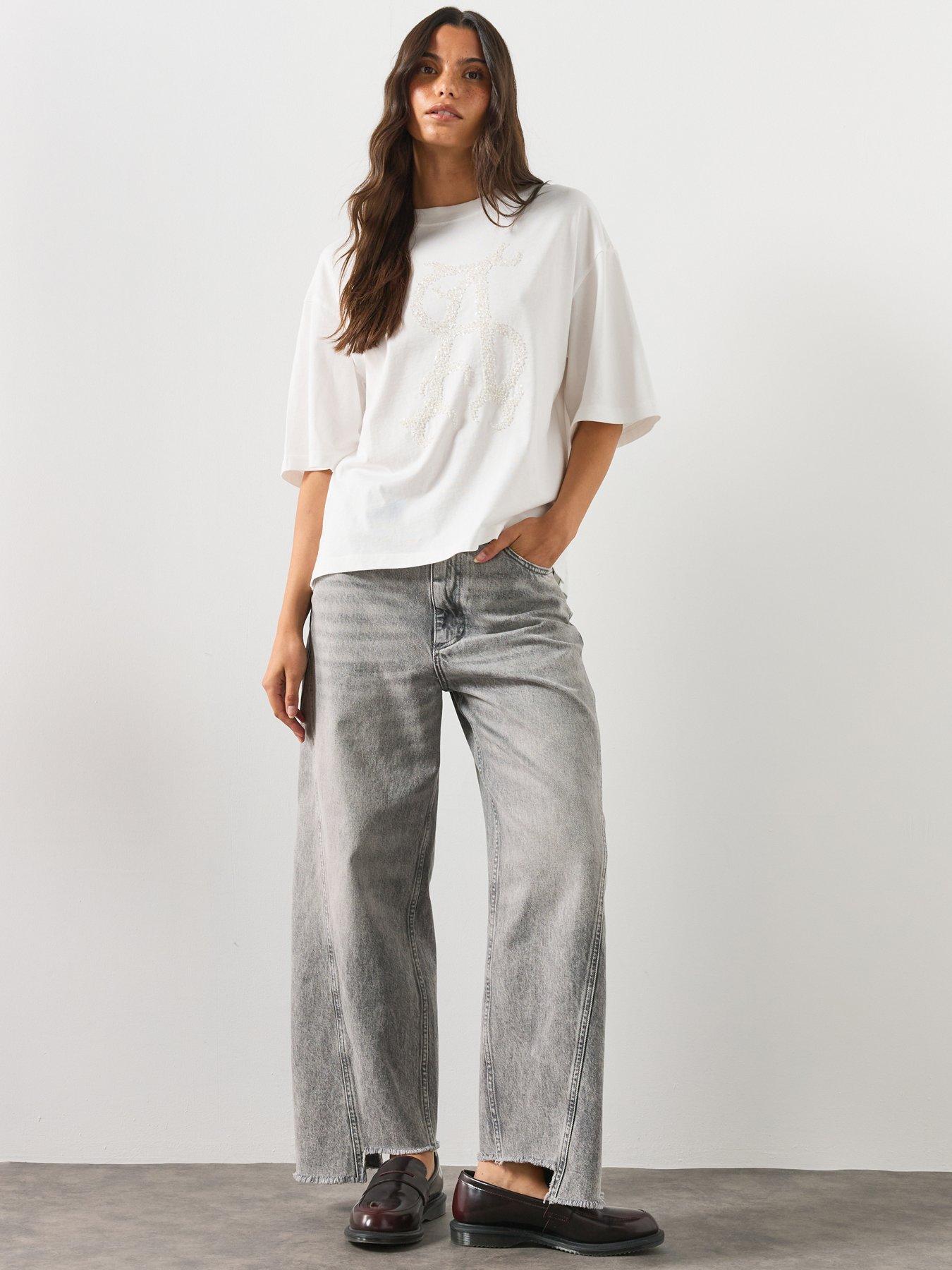 Image 3 of 6 of AllSaints Reflex Amelie Embellished T-Shirt - White