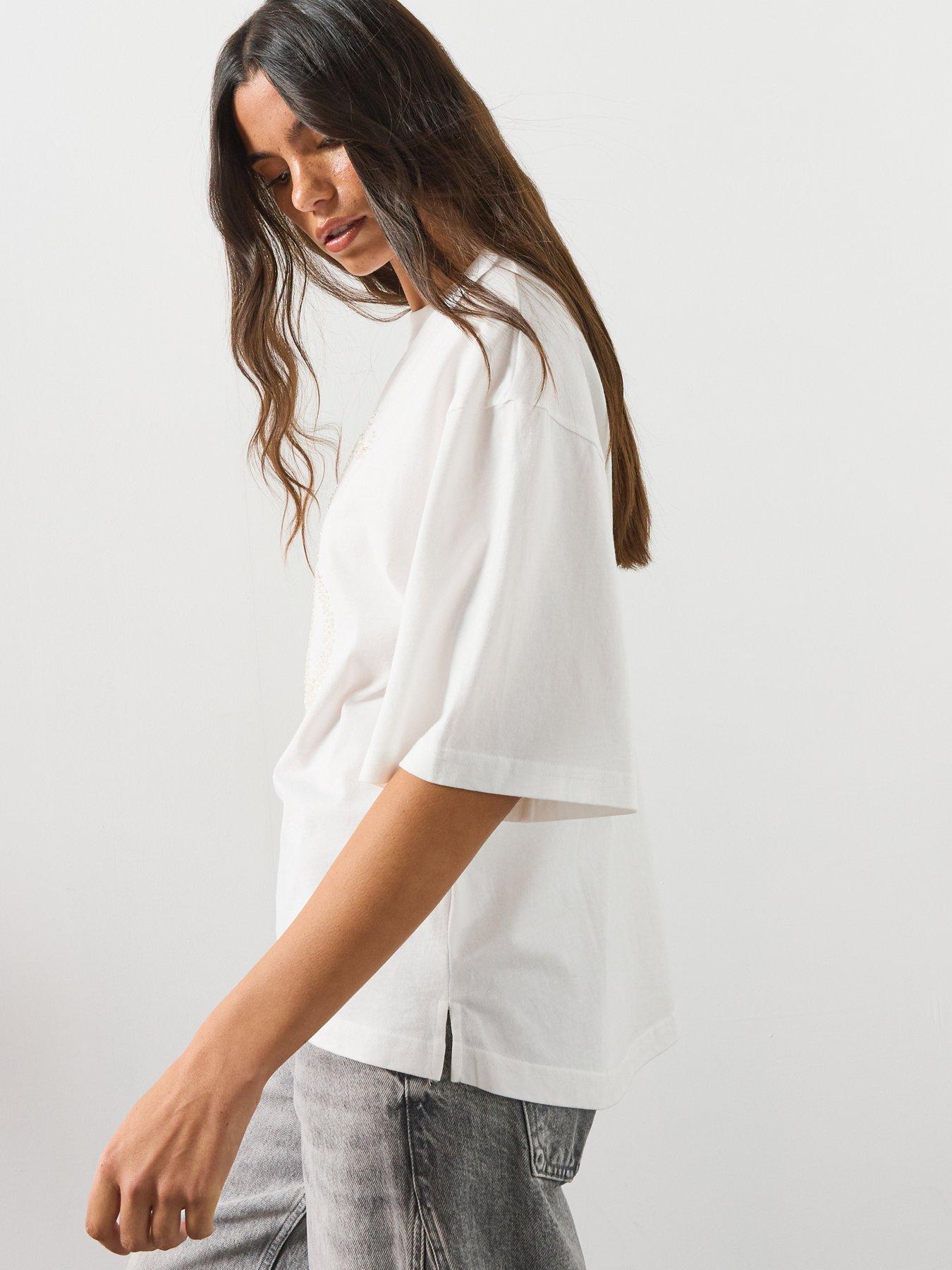 Image 5 of 6 of AllSaints Reflex Amelie Embellished T-Shirt - White