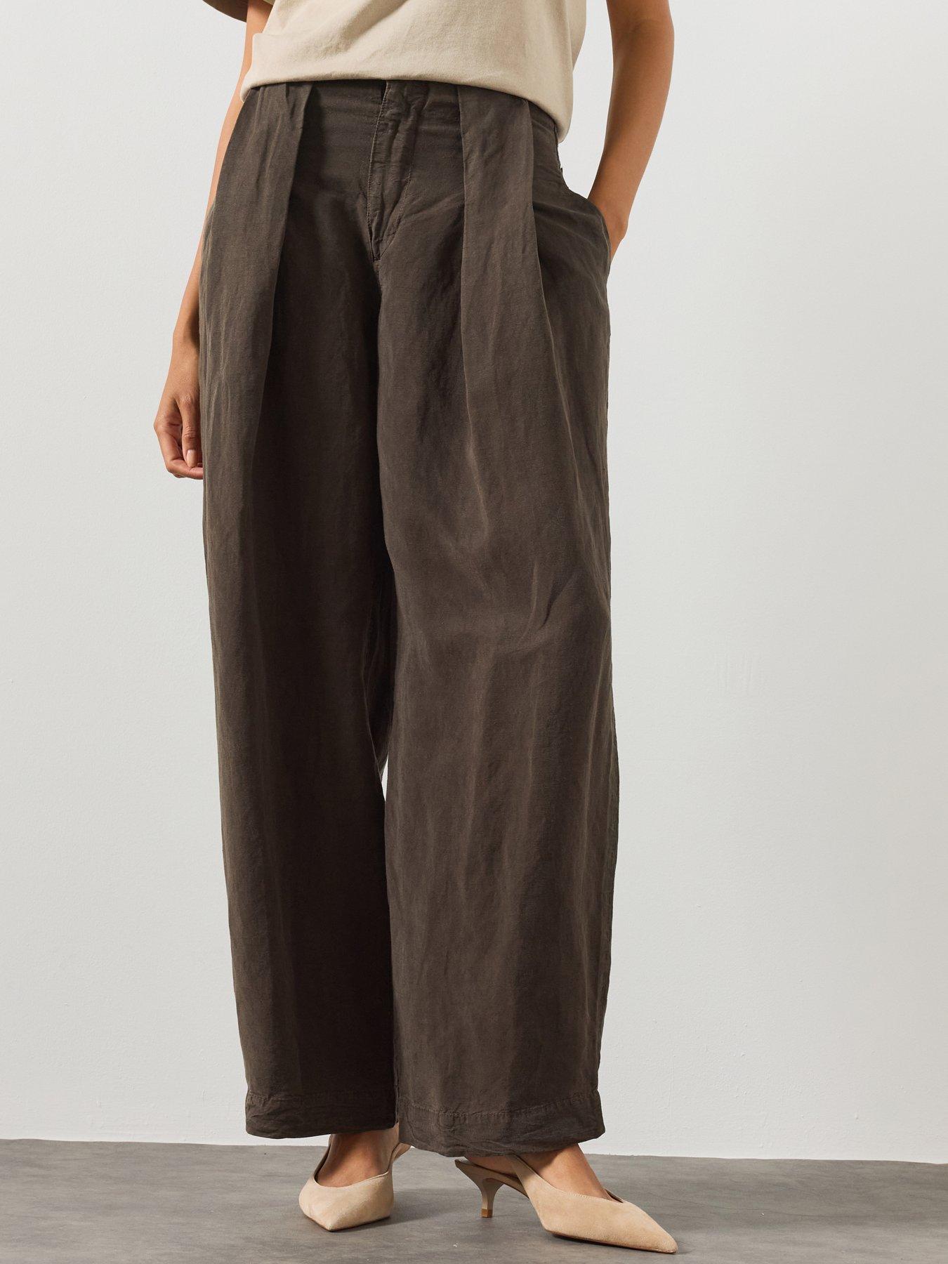 Image 1 of 5 of AllSaints Women's Phi Wide Leg Trousers - Brown