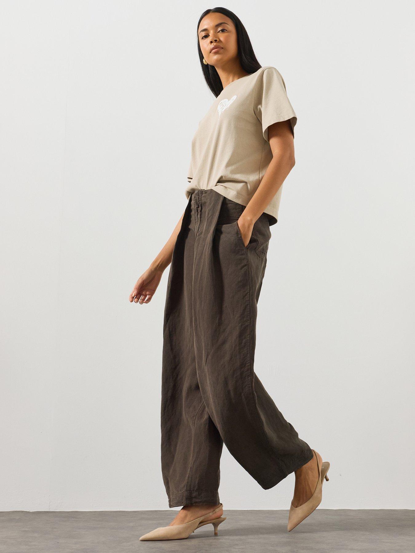 Image 3 of 5 of AllSaints Women's Phi Wide Leg Trousers - Brown