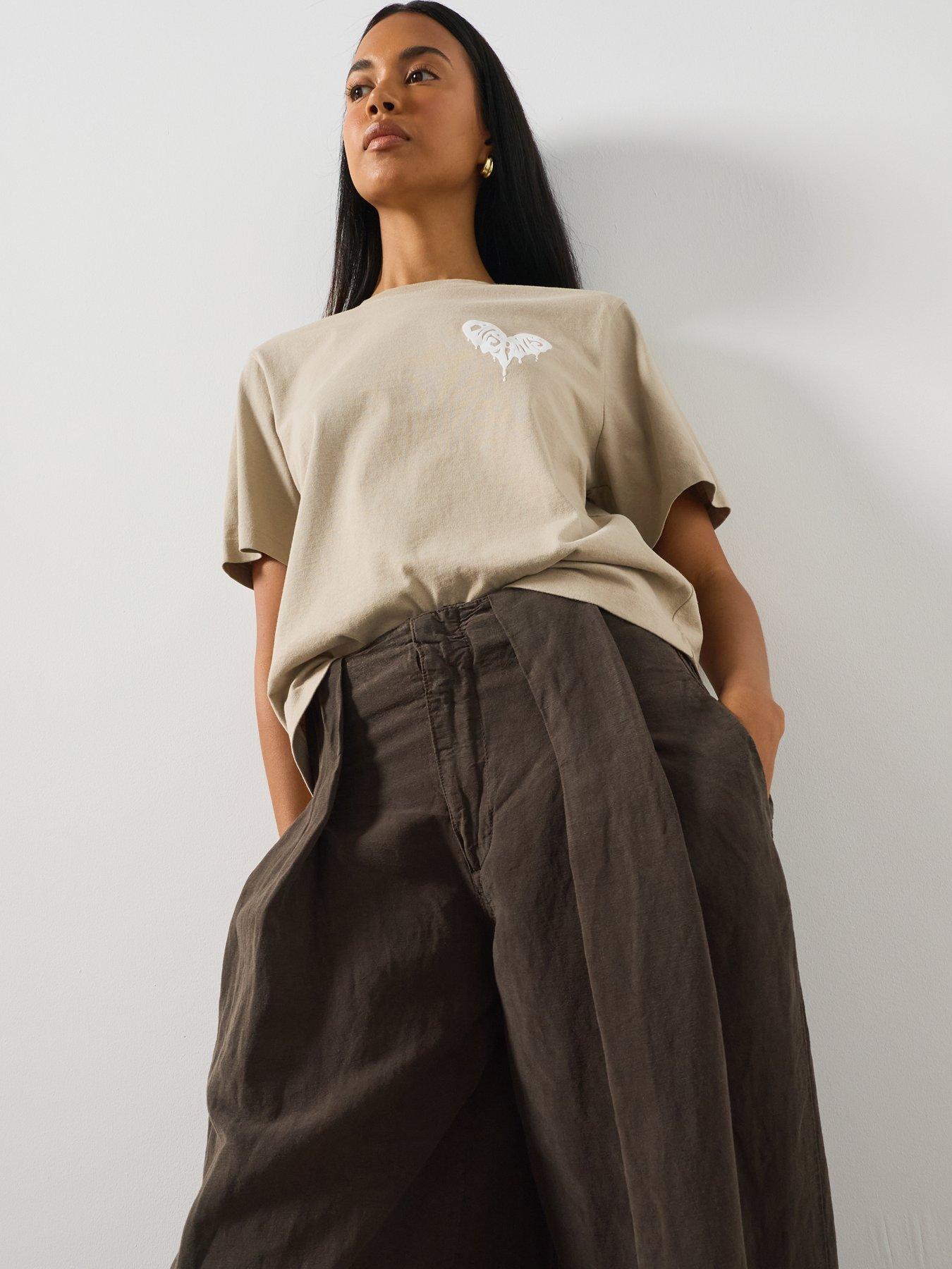 Image 4 of 5 of AllSaints Women's Phi Wide Leg Trousers - Brown