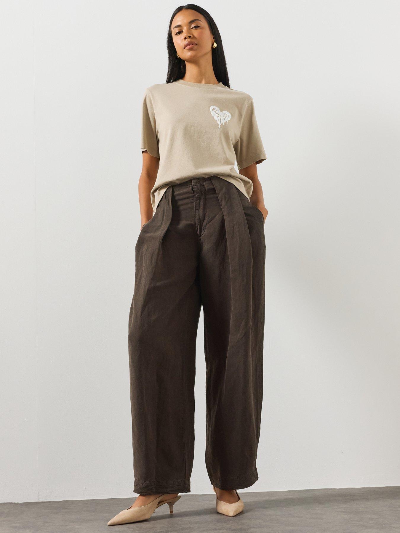 Image 5 of 5 of AllSaints Women's Phi Wide Leg Trousers - Brown