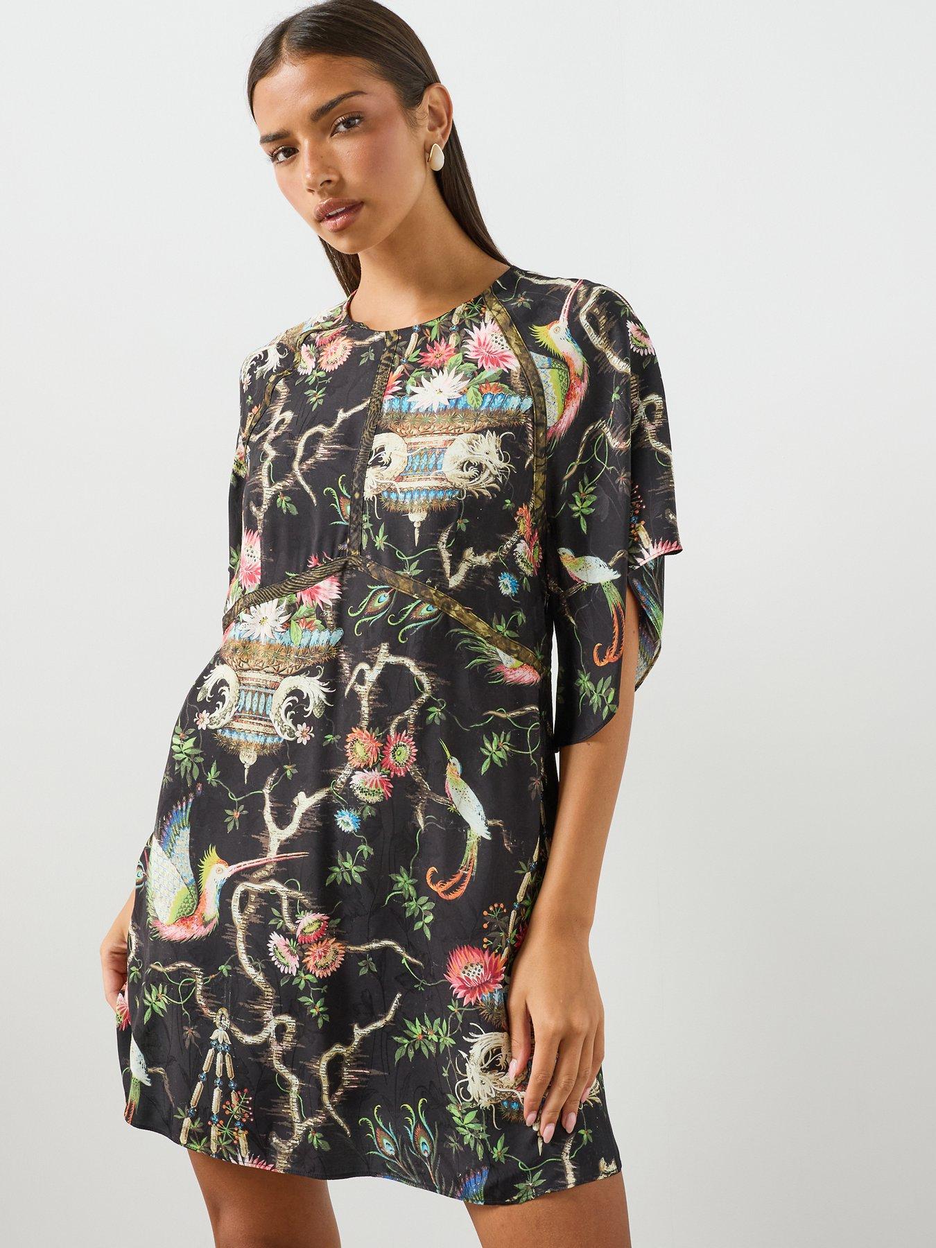 Image 3 of 5 of AllSaints Xena Relaxed Fit Mini Dress - Black