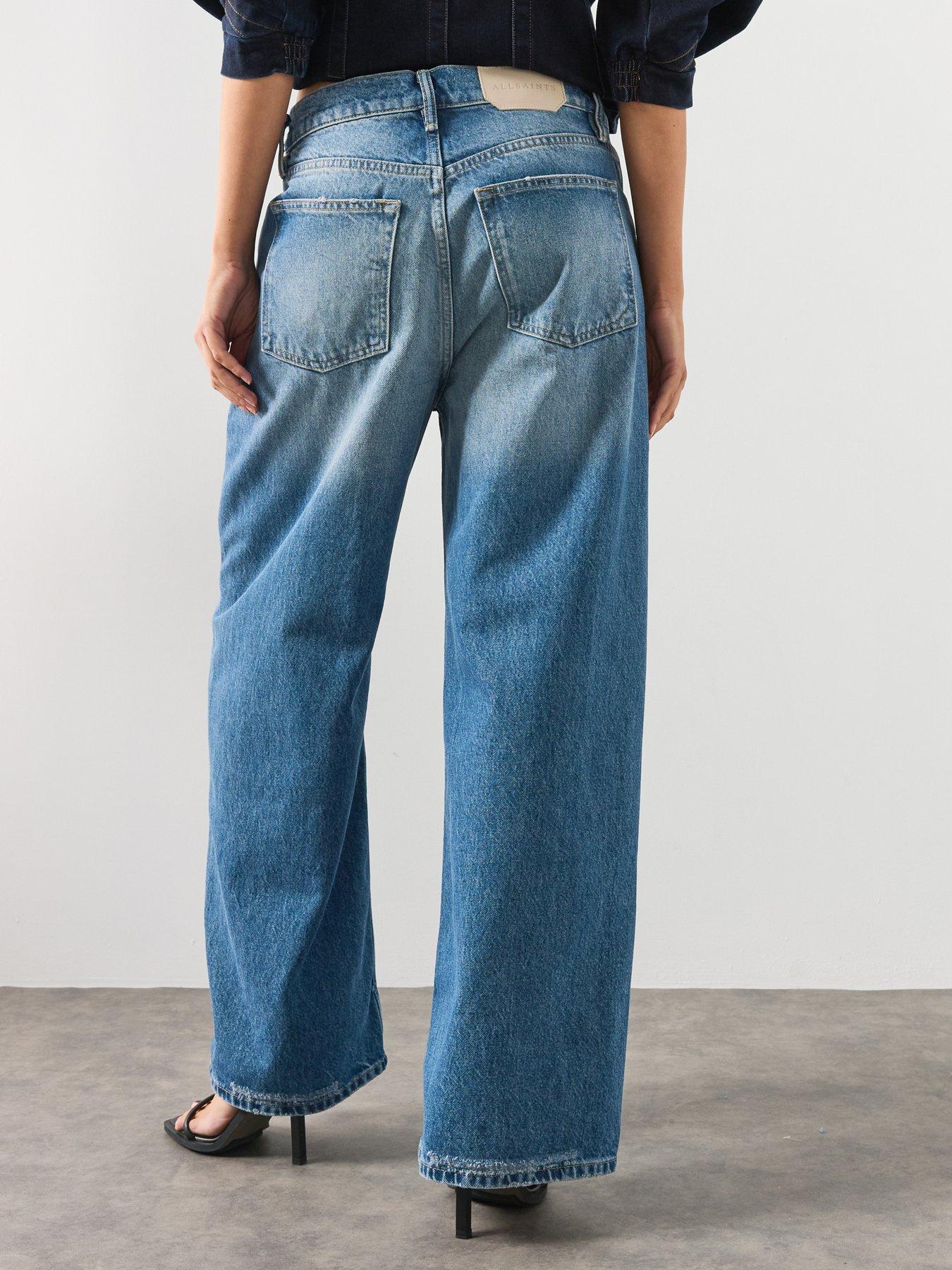 Image 2 of 6 of AllSaints Aki Wide Leg Crossover Jeans - Blue