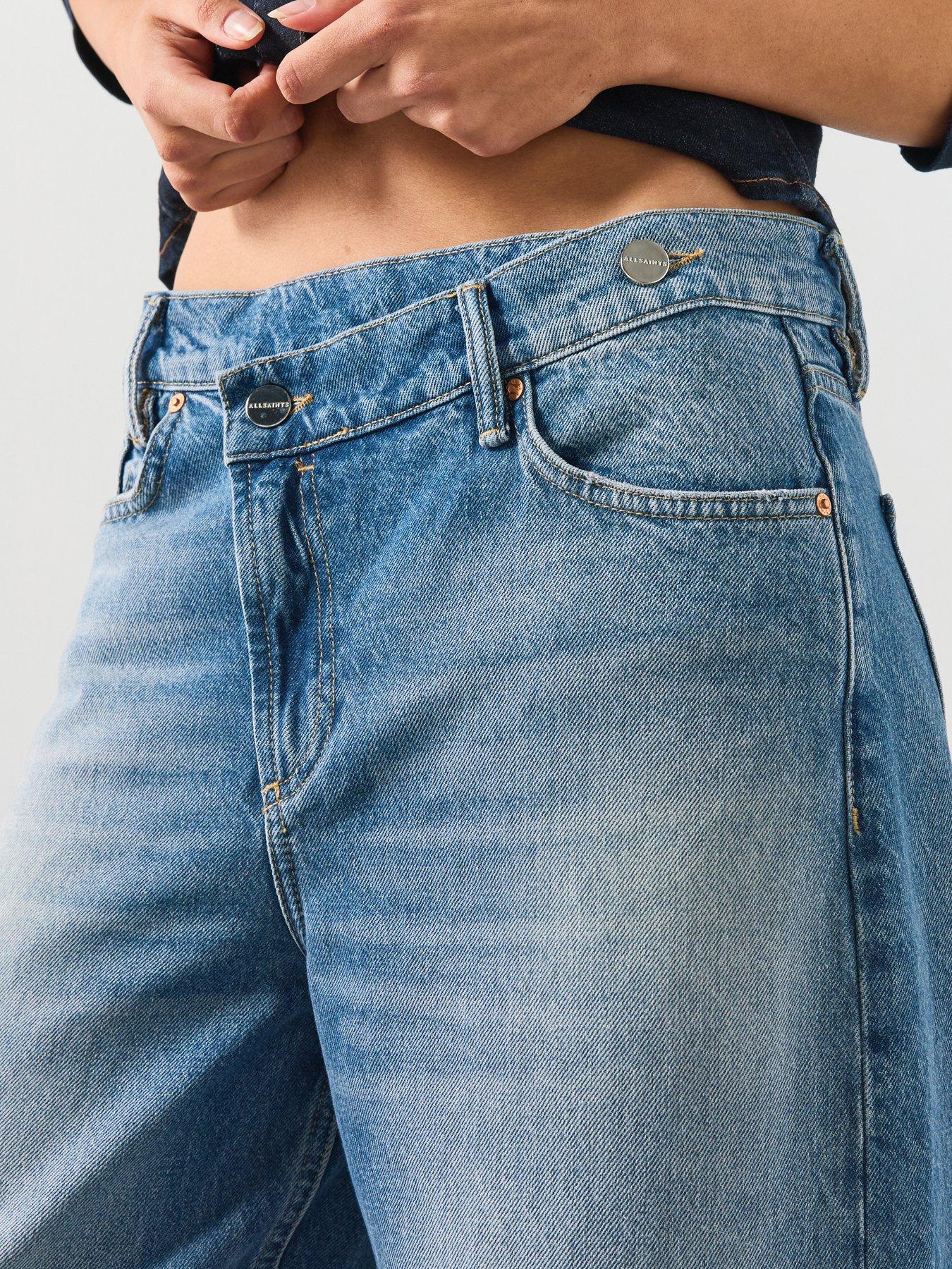 Image 5 of 6 of AllSaints Aki Wide Leg Crossover Jeans - Blue
