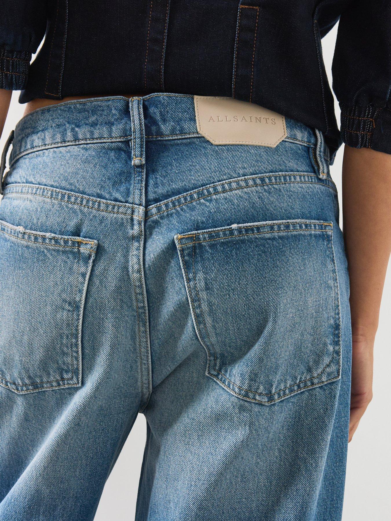Image 6 of 6 of AllSaints Aki Wide Leg Crossover Jeans - Blue