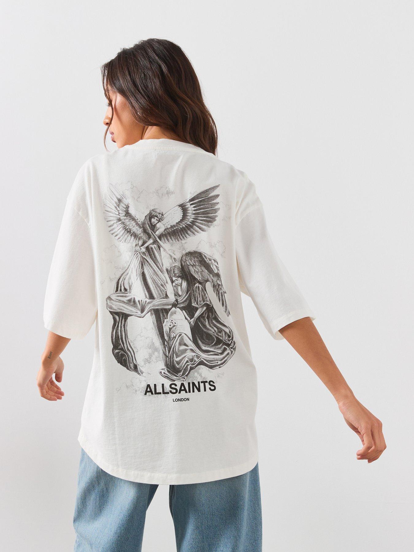 Allsaints Women's White Seraph Amelie Oversized Graphic T-Shirt - Size L - Image 2