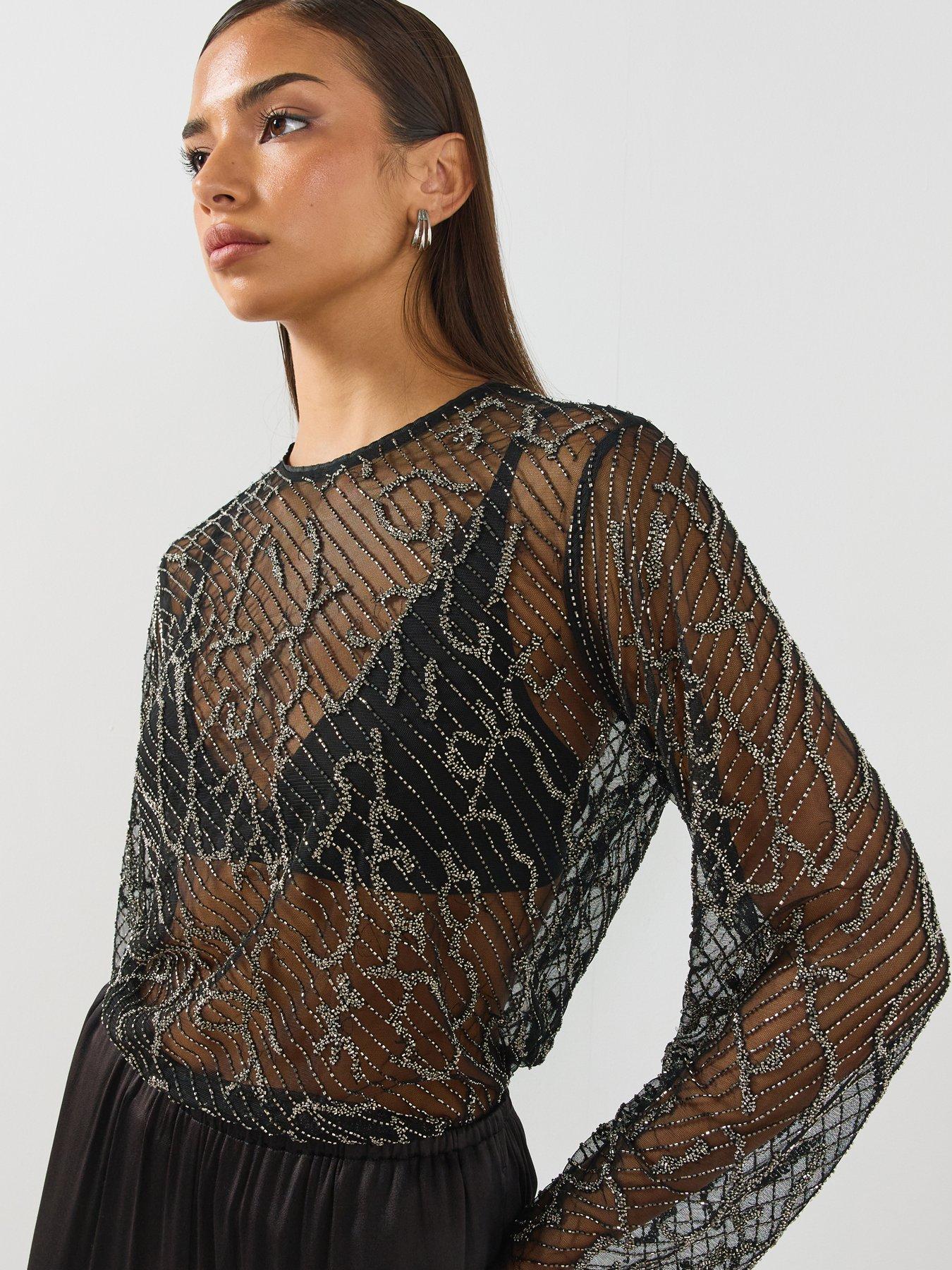 Image 1 of 6 of AllSaints Minty Emb Top
