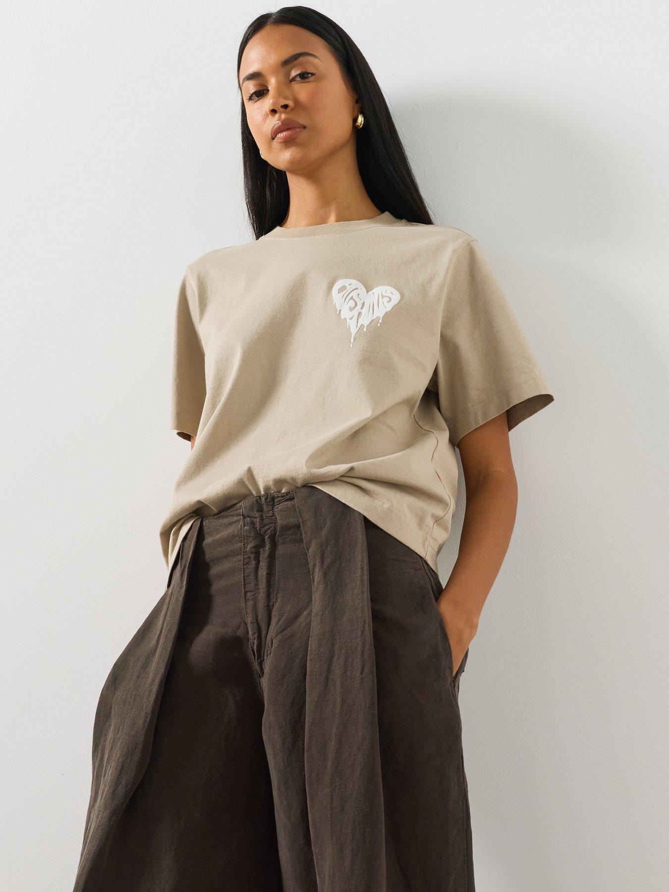 AllSaints Lisa Trip Graphic Boxy T-Shirt - Grey