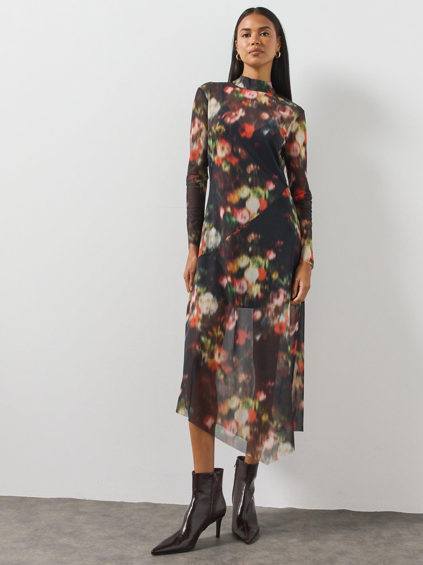 Allsaints Women's Black Gracie Floral Midi Dress - Size 16 - Image 2