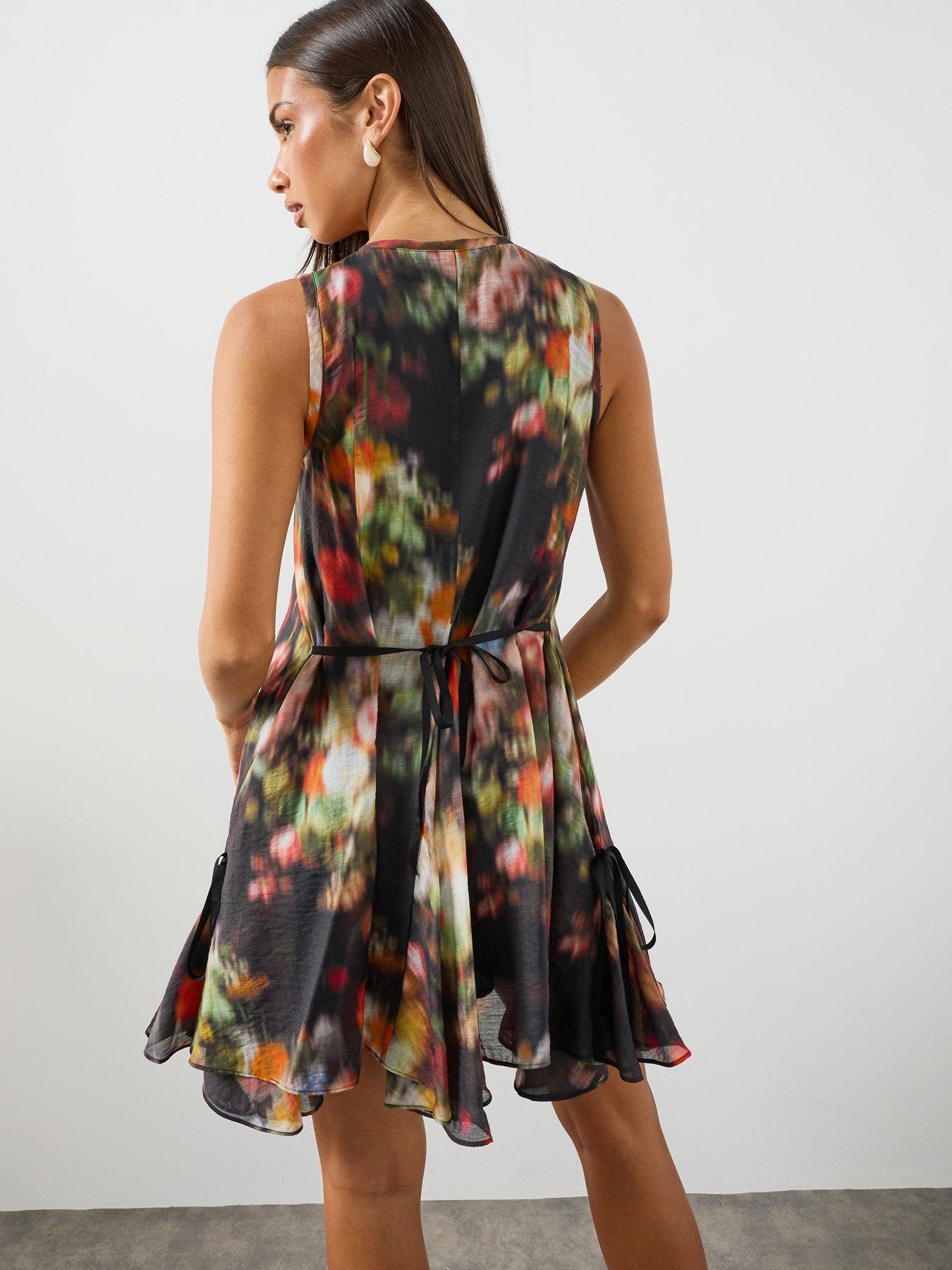 Image 2 of 6 of AllSaints Sybil Floral Mini Dress - Black