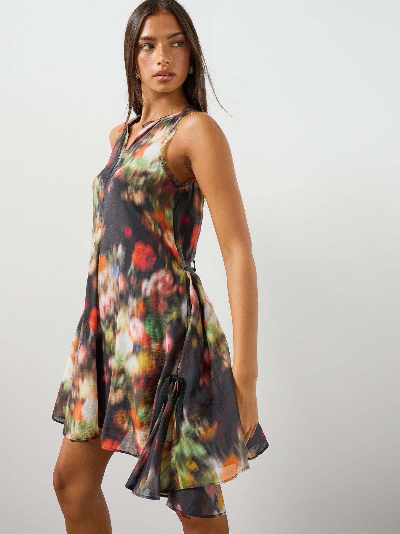 Image 4 of 6 of AllSaints Sybil Floral Mini Dress - Black