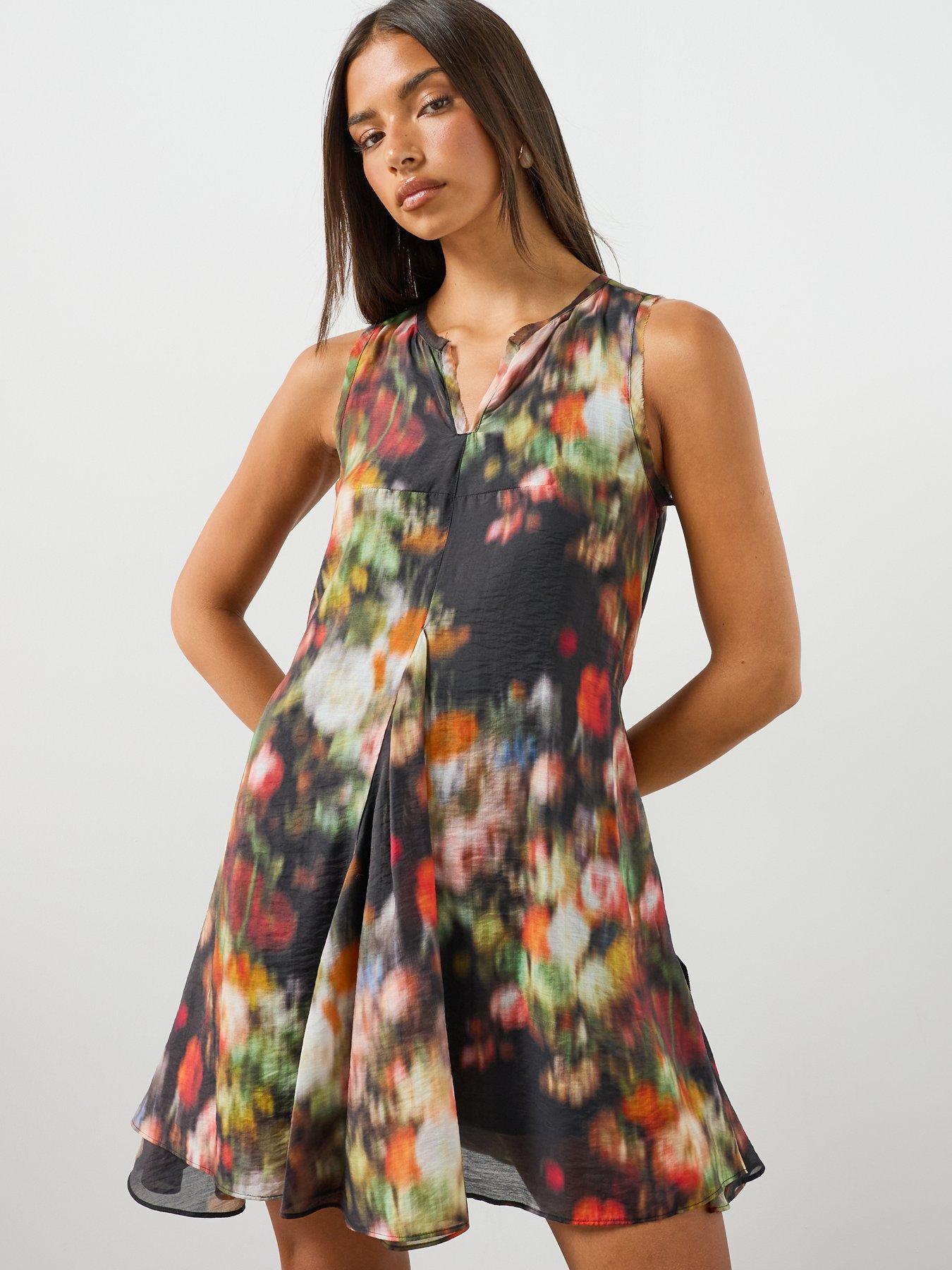 Image 5 of 6 of AllSaints Sybil Floral Mini Dress - Black