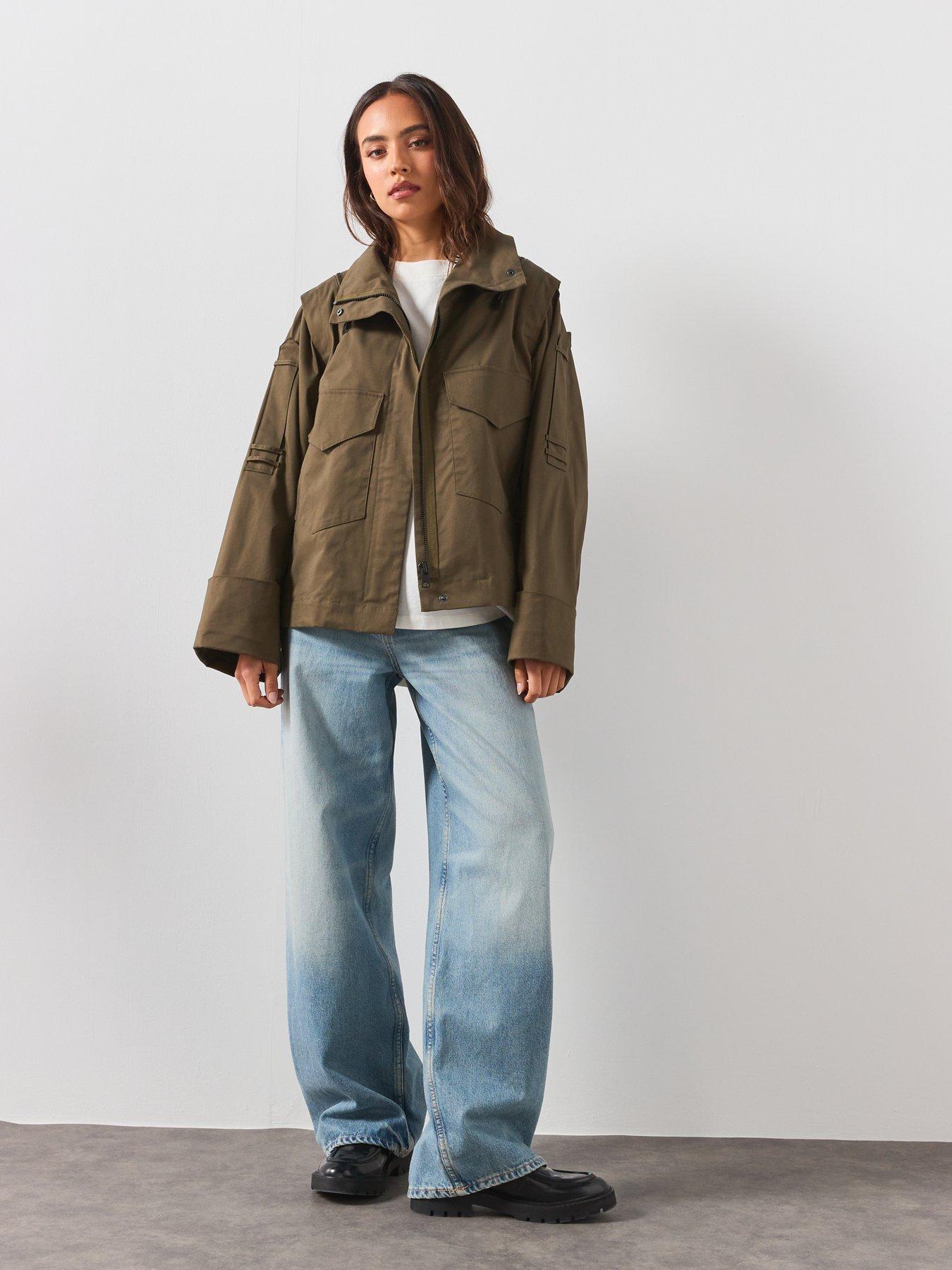 Image 3 of 6 of AllSaints Leighton Cotton Utility Jacket - Green