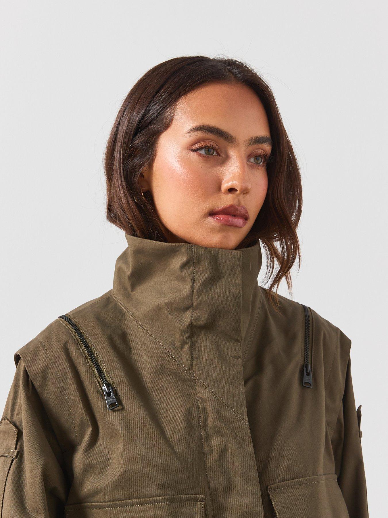 Image 4 of 6 of AllSaints Leighton Cotton Utility Jacket - Green