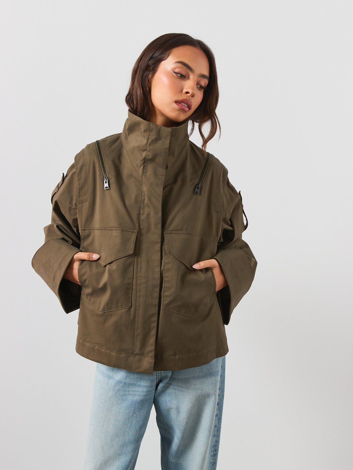 Image 5 of 6 of AllSaints Leighton Cotton Utility Jacket - Green