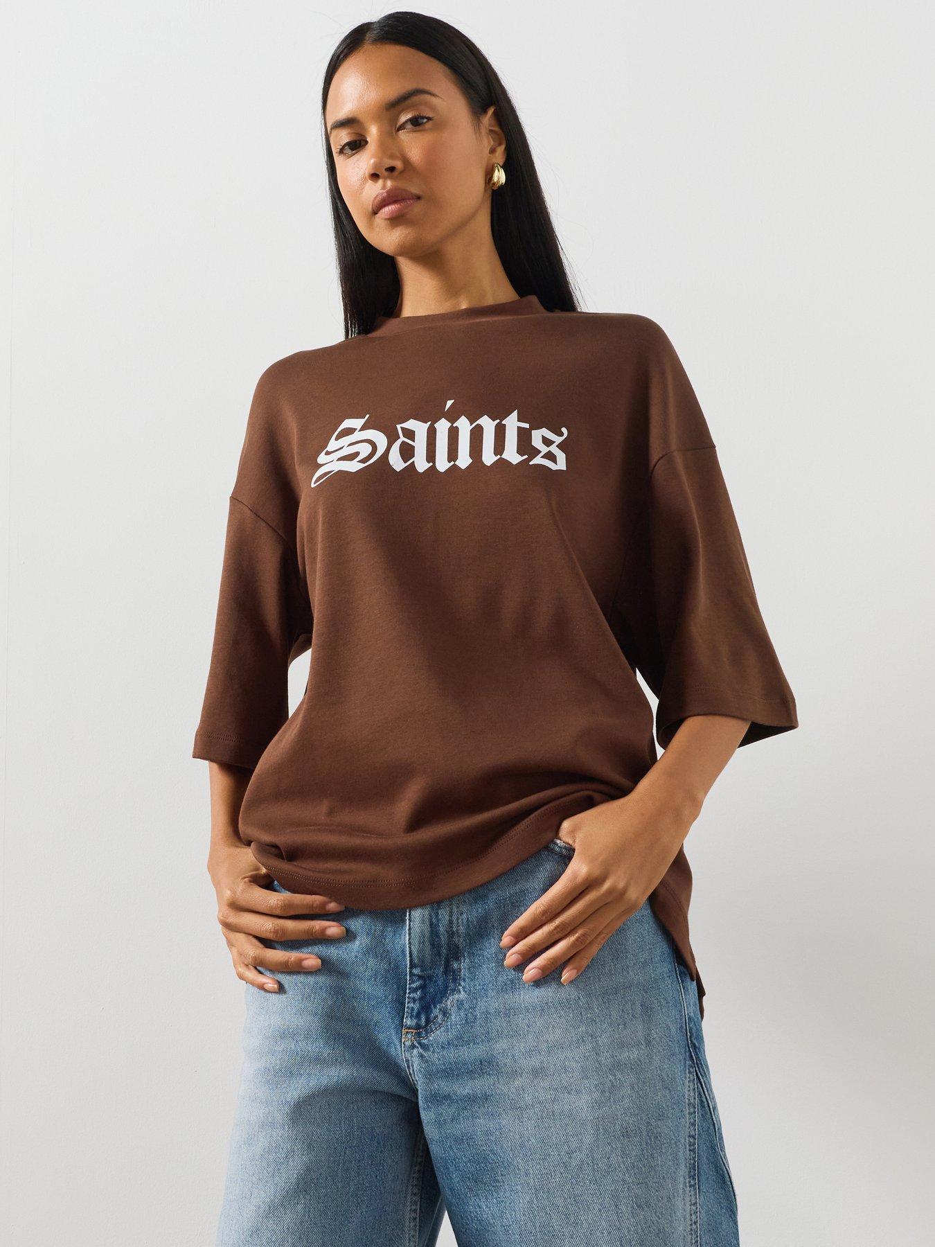 AllSaints Graphic Oversized Shirts - Brown