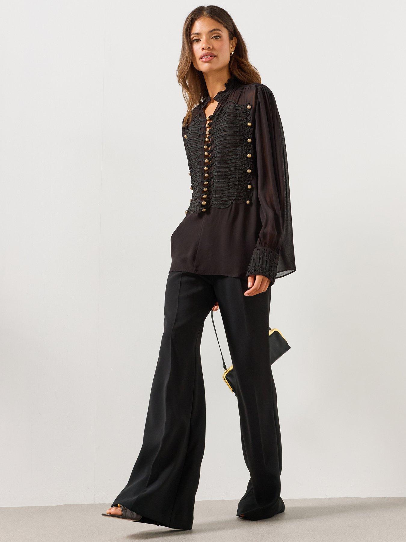 Mango High Waist Suits Trousers - Black