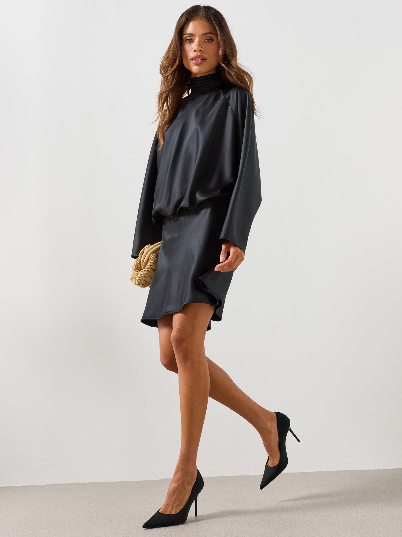 Image 1 of 5 of Mango Satin Dress With Bow