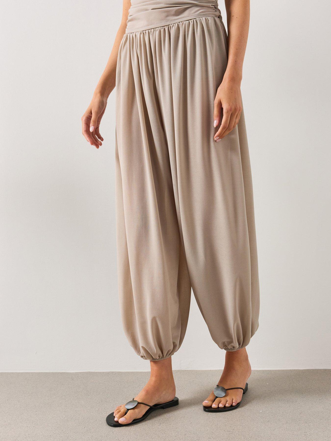 Image 1 of 6 of Mango Mid-Rise Harem Co-Ord Pants - Grey