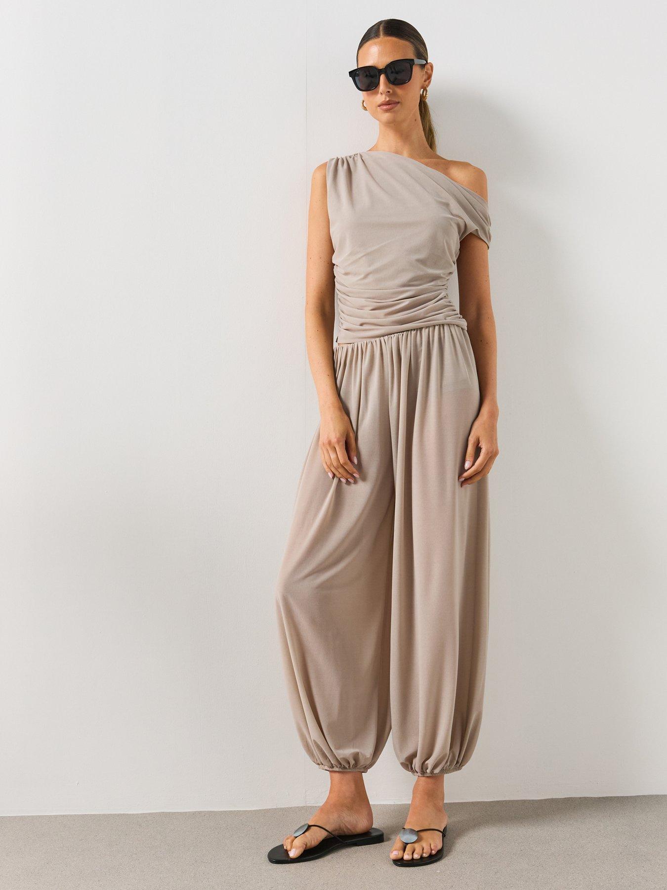 Image 3 of 6 of Mango Mid-Rise Harem Co-Ord Pants - Grey