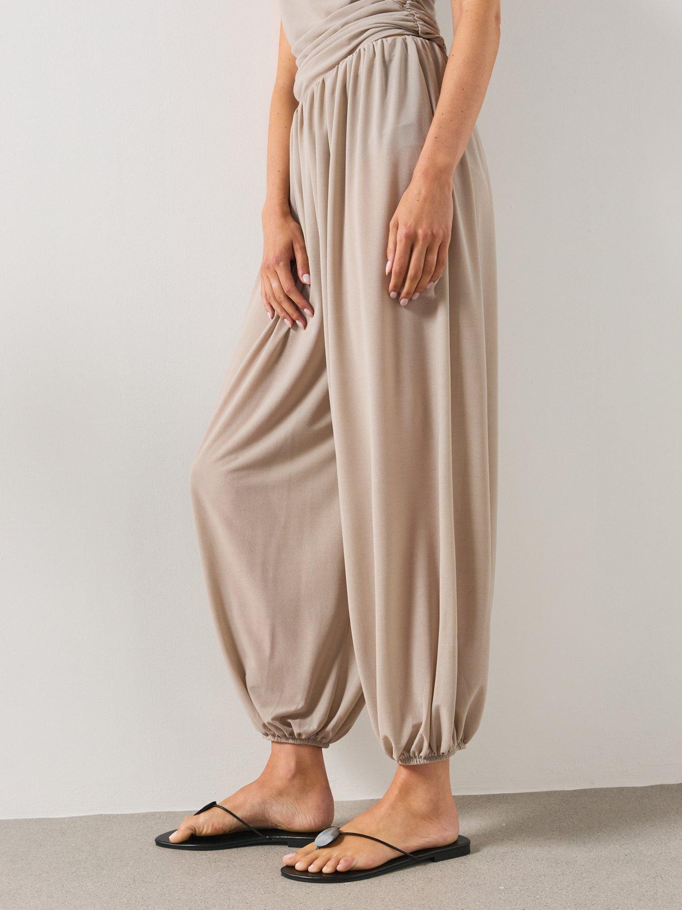 Image 5 of 6 of Mango Mid-Rise Harem Co-Ord Pants - Grey