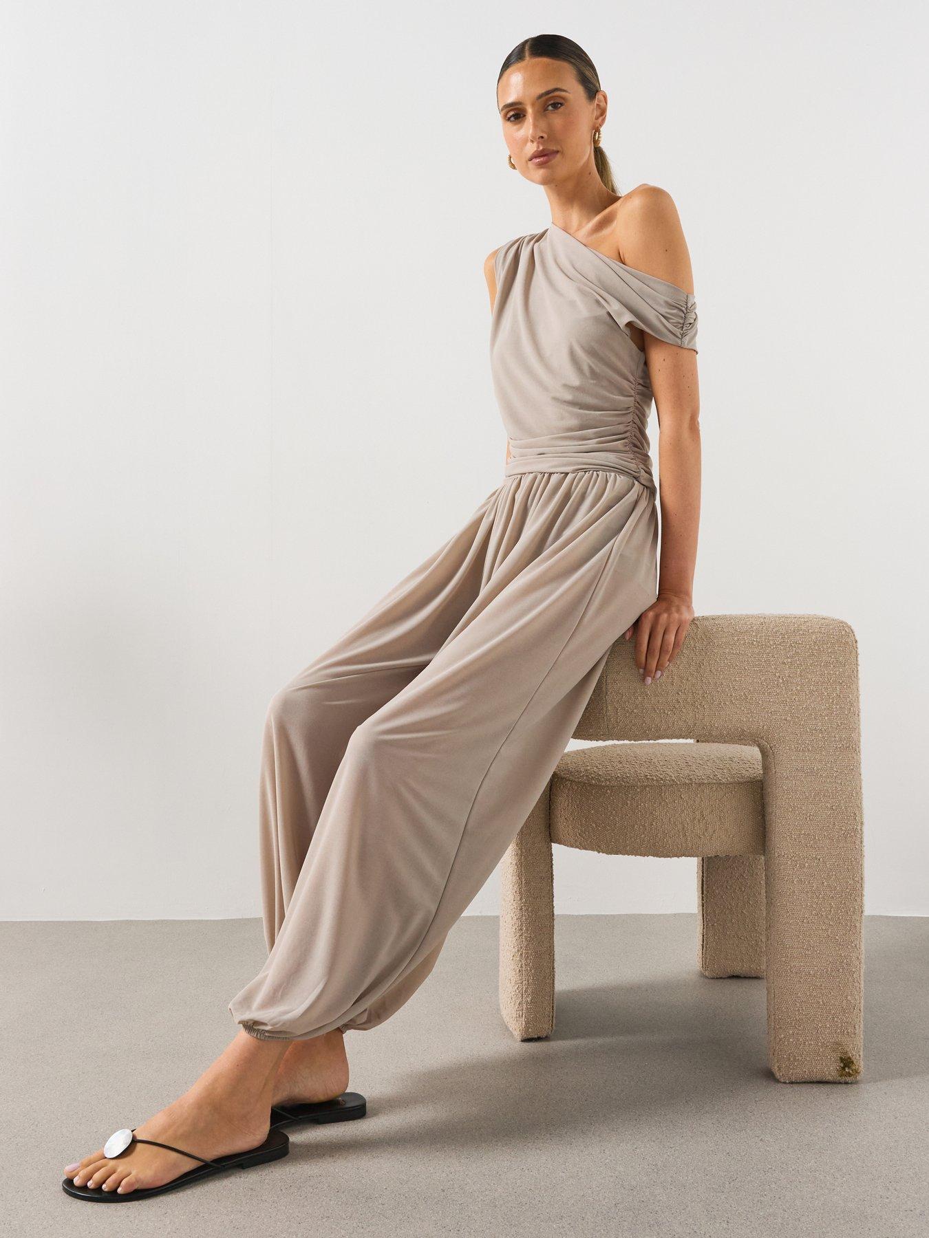 Image 6 of 6 of Mango Mid-Rise Harem Co-Ord Pants - Grey