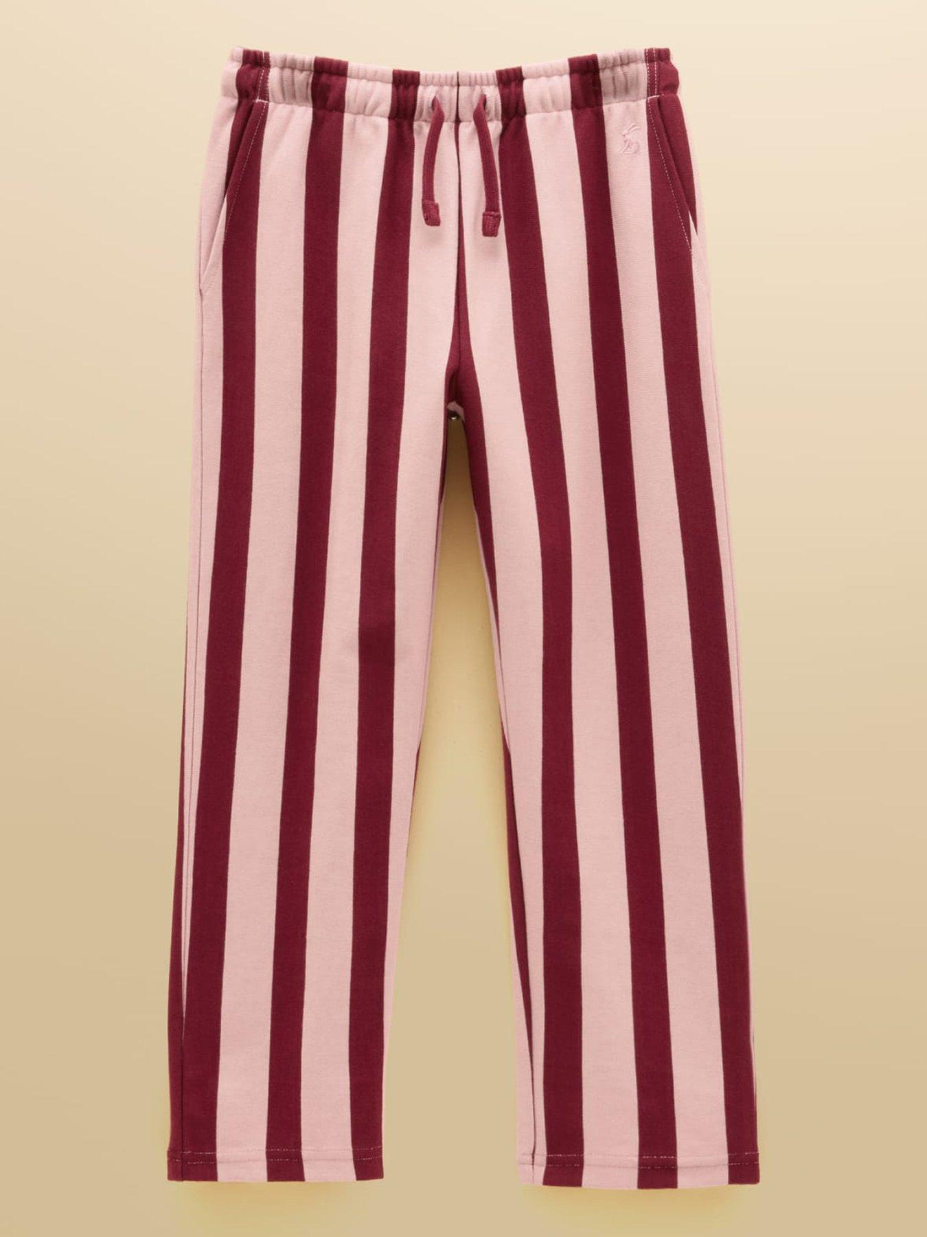 Image 1 of 4 of Joules Girls Stripe Drawcord Trousers - Pink