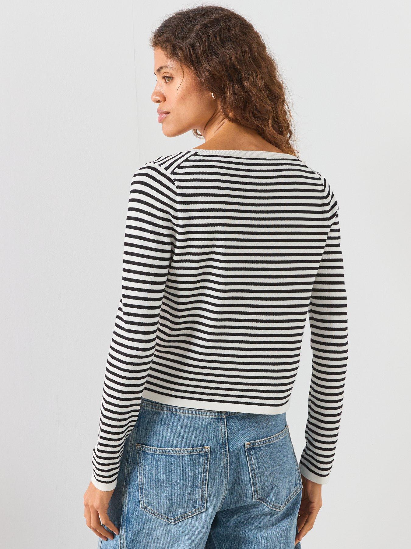 Image 2 of 6 of Mango Knit Striped Sweater - Cream