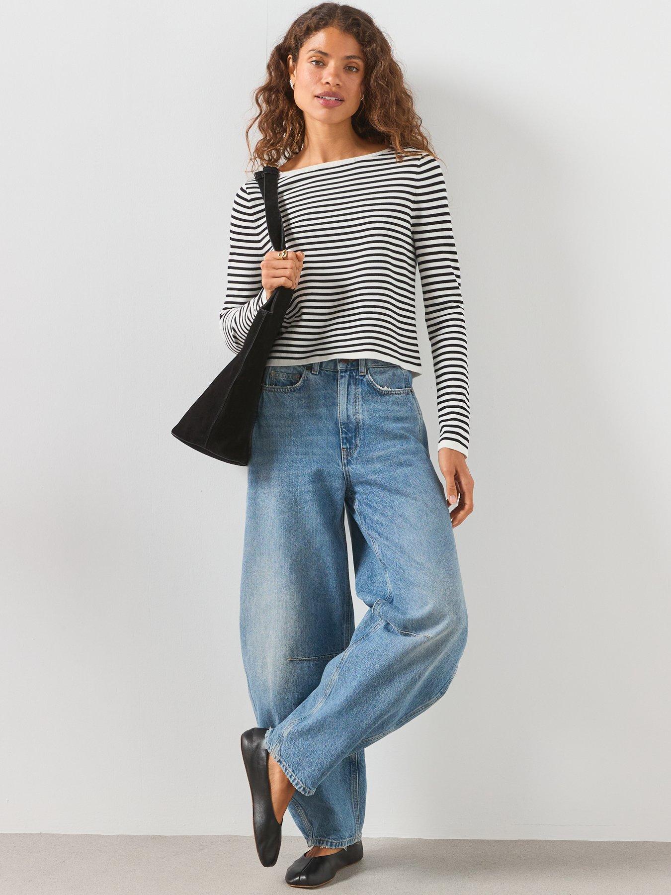 Image 3 of 6 of Mango Knit Striped Sweater - Cream