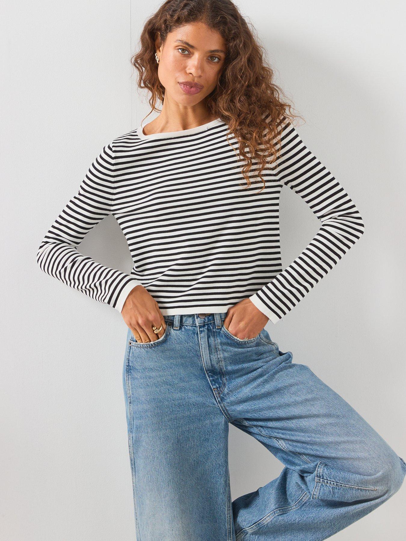 Image 5 of 6 of Mango Knit Striped Sweater - Cream