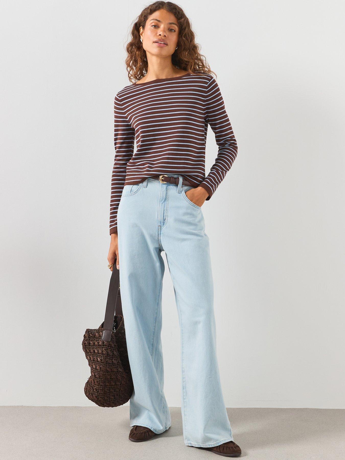 Image 3 of 6 of Mango Knit Striped Sweater - Brown
