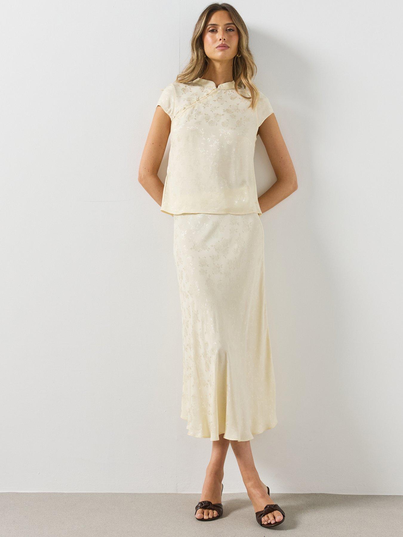 Mango A Line Devoré Skirt Co-Ord- Cream