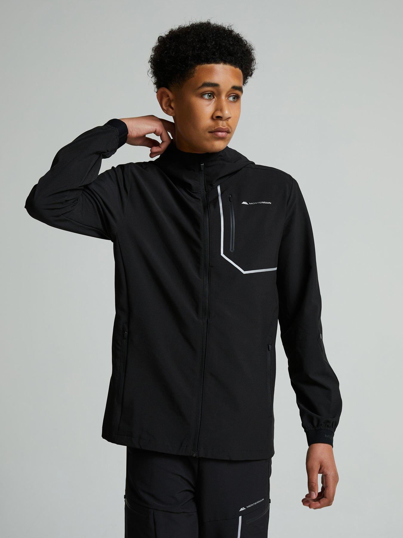 Monterrain Junior Ramble 3.0 Woven Running Jacket, Black, Size 7-9 Years