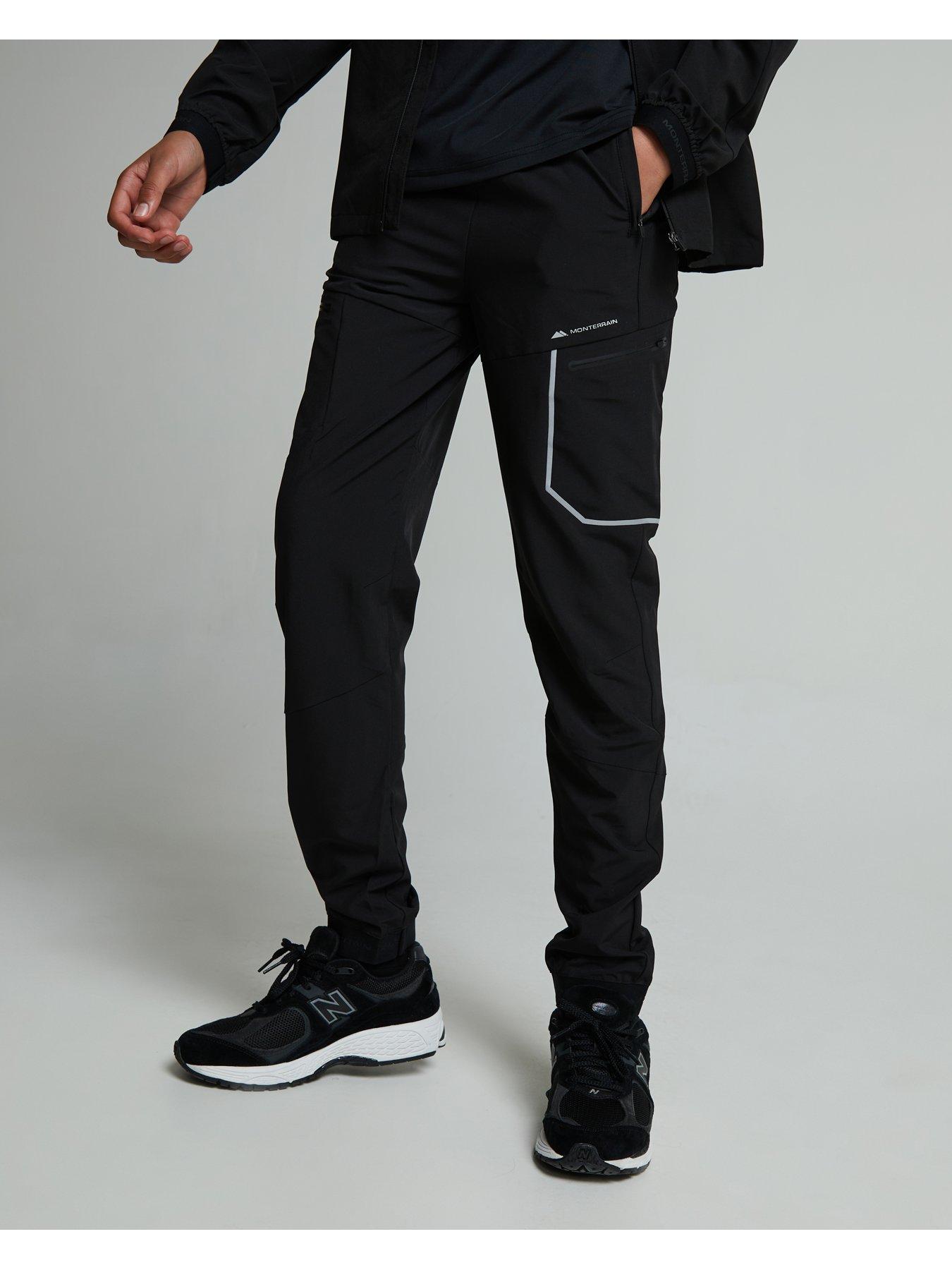 Monterrain Boys Ramble 3.0 Stretch Woven Running Pants, Black, Size 7-9 Years