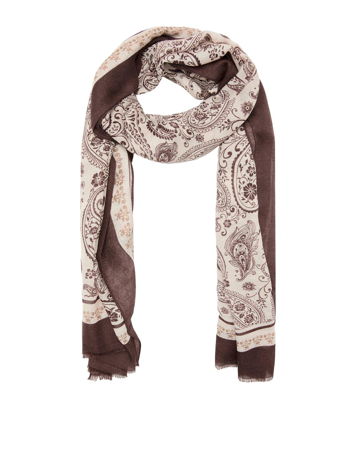 Image 1 of 4 of Mango Paisley Print Scarf - Brown