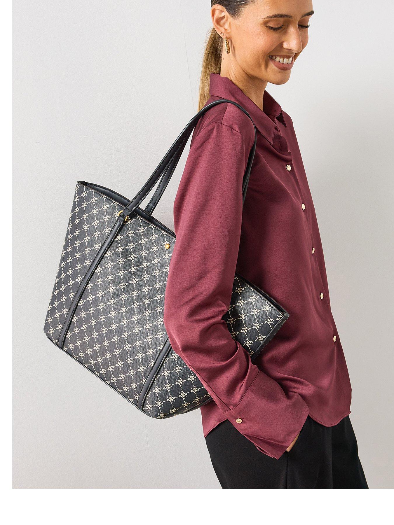 Mango Printed Logo Shopper Bag, Blue, Women