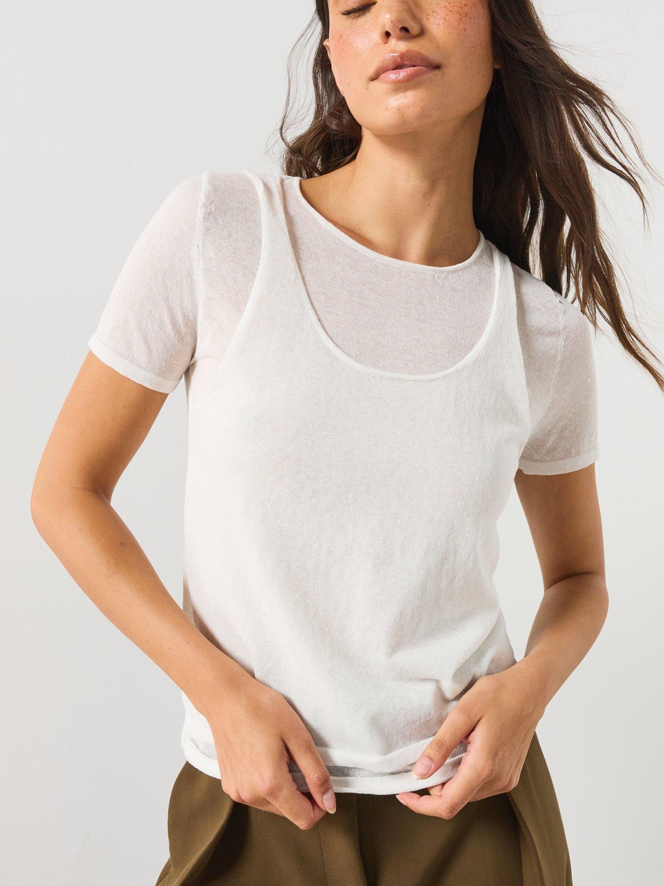 Image 4 of 5 of Mango Layered Knit Sweater - White