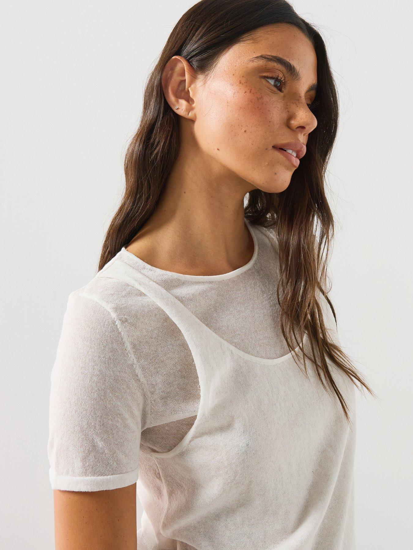 Image 5 of 5 of Mango Layered Knit Sweater - White