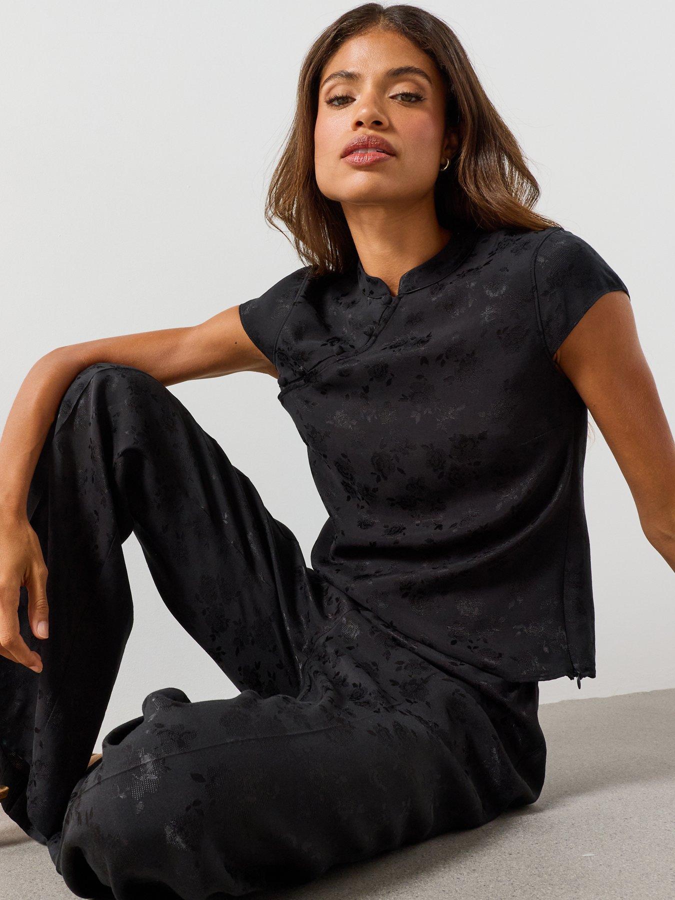 Image 1 of 5 of Mango Jacquard Top With Strap Neck Co Ord
