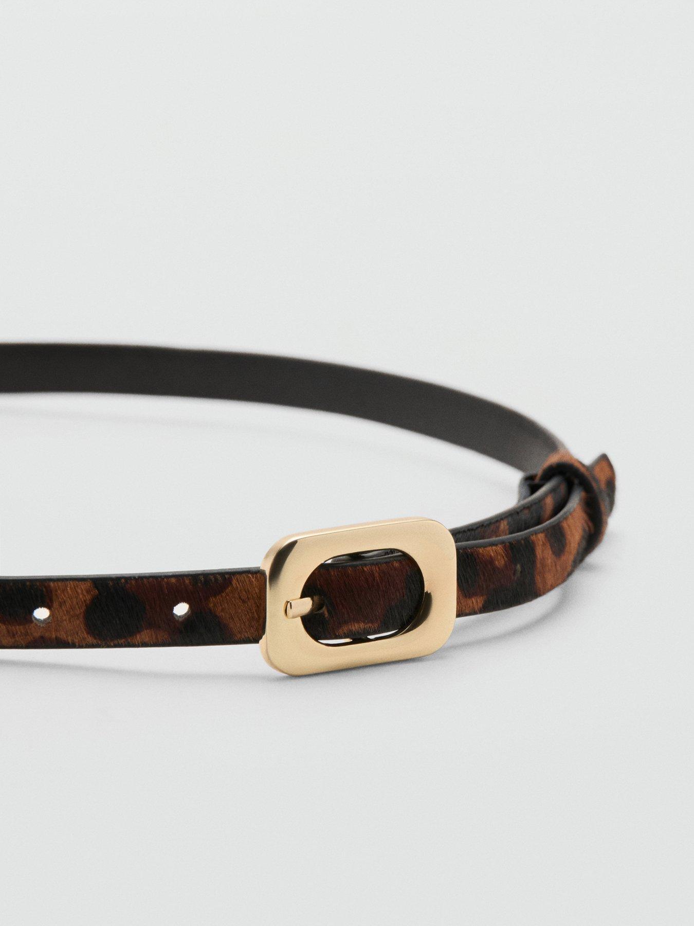 Image 2 of 5 of Mango Leopard-print Leather Belt - Brown