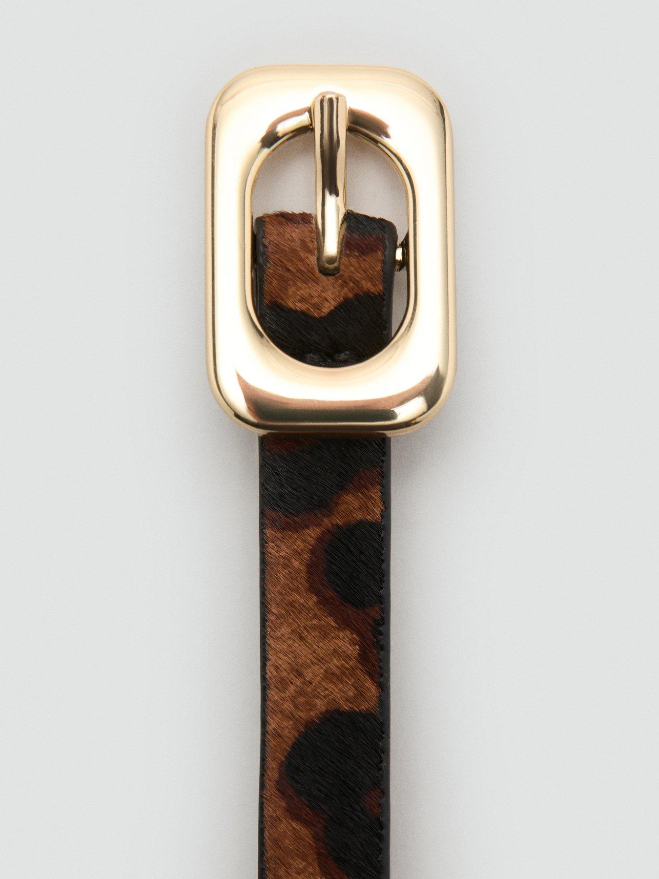 Image 3 of 5 of Mango Leopard-print Leather Belt - Brown